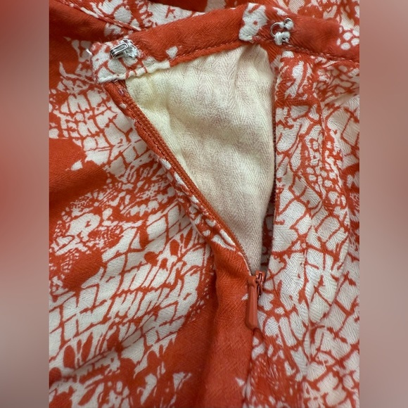 Vintage Calvin Klein Orange and White Floral Mini Skirt - Picture 3 of 8